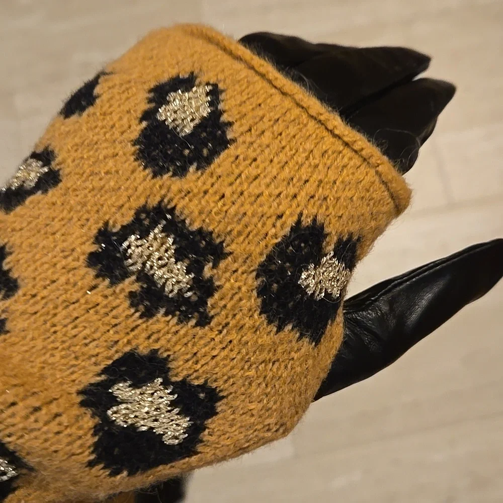 NWT Juicy Couture Los Angeles Black Label Leopard Mitt Gloves - Picture 8 of 10